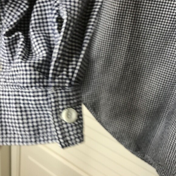 Solutions Casualwear Button Front Embroidered Shirt Size M‎ Black White Check - Picture 7 of 10